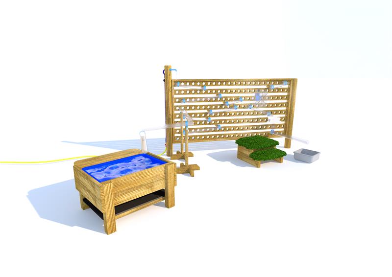 Technical render of a Water Wall with Water Play Package